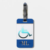Mit Behinderung Symbol und mit Monogramm / Gepäckm Gepäckanhänger (Rückseite vertikal)