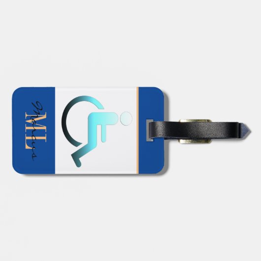 Mit Behinderung Symbol und mit Monogramm / Gepäckm Gepäckanhänger (Rückseite horizontal)