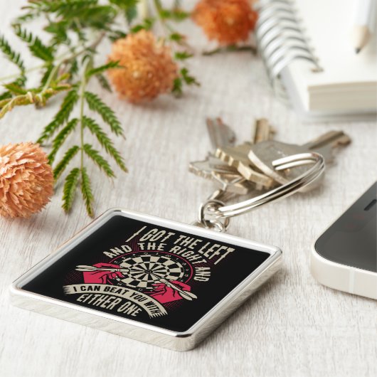 Mit beiden Händen schlagen - Funny Dart Premium Schlüsselanhänger (Seite)