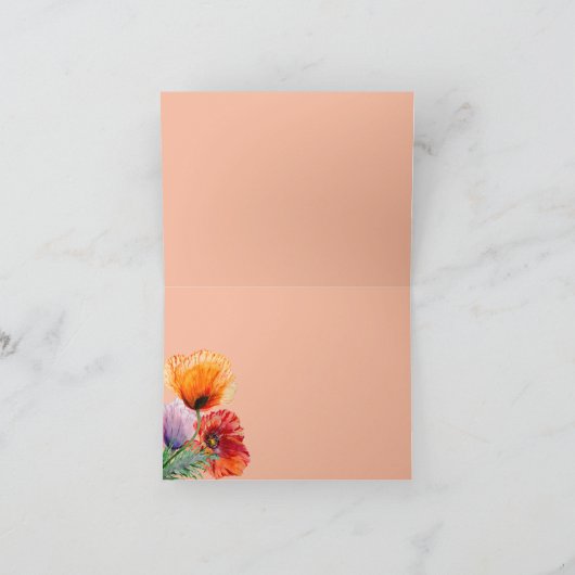 Mit Beileid, Aquarellmohn Blume Karte (Innenseite)