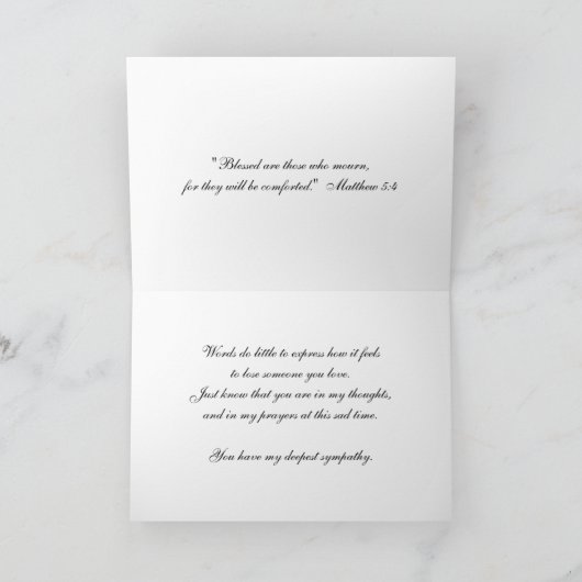 Mit Beileid auf Verlust der Vaterschaft-Blume+Schr Karte (Innenseite)