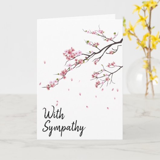 "Mit Beileid" Cherry Blossom Karte (Gelbe Blume)