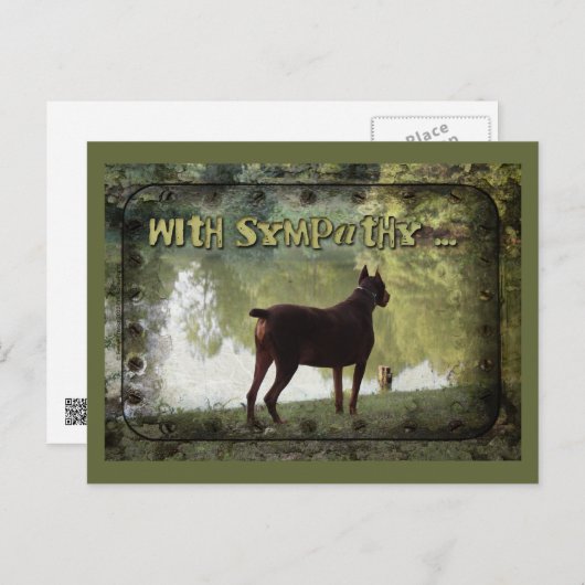Mit Beileid - Doberman mit Blick auf den See Postkarte (Vorne/Hinten)