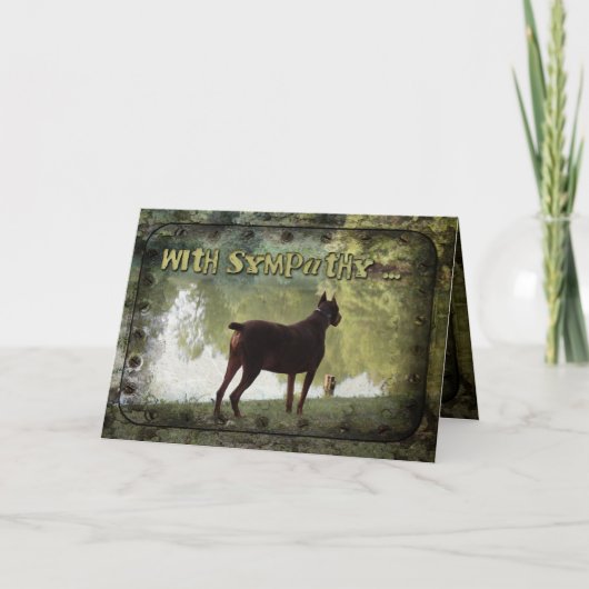 Mit Beileid - Dobermann, der einen See übersieht Karte (Vorderseite)