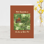 Mit Beileid, Heimtierverlust, Orangenschmetterling Karte (Gelbe Blume)