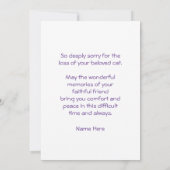 Mit Beileid Pet Cat Loss Card mit Aquarellfarbe Karte (Rückseite)