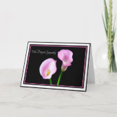 Mit Beileid Pink Calla Lilien Grußkarte Karte (Vorderseite)