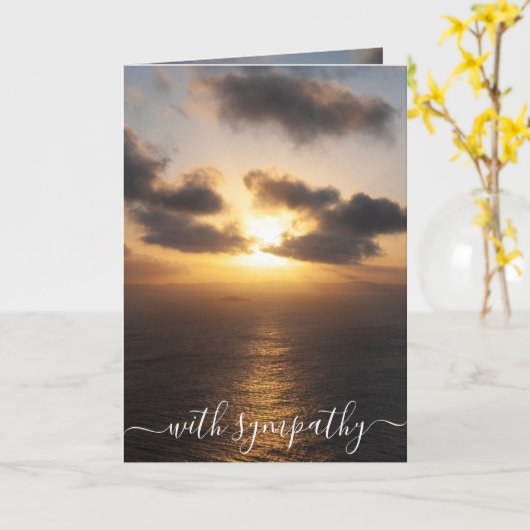Mit Beileid Sonnenuntergang über dem Ozean Beileid Karte (Gelbe Blume)