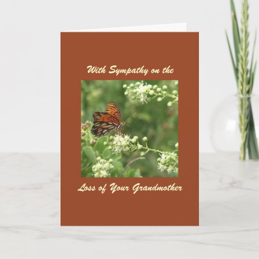 Mit Beileid, Verlust von Großmutter, Schmetterling Karte (Vorderseite)