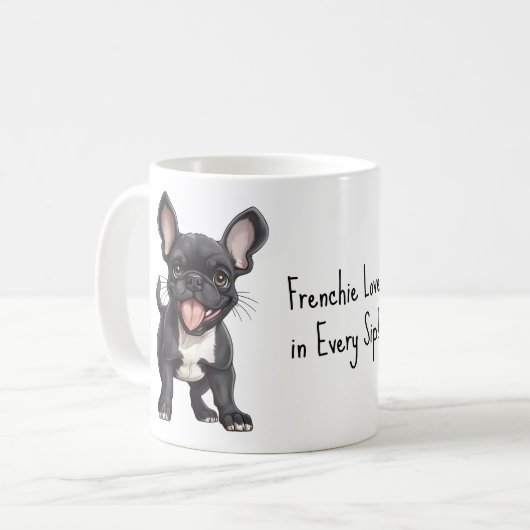 Mit benutzerdefiniertem Text 🐶 Franchie-Welpe Kaffeetasse (Vorderseite Links)