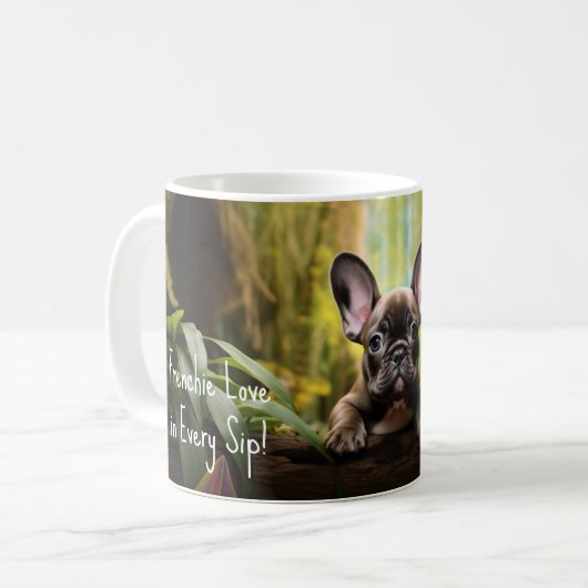 Mit benutzerdefiniertem Text 🐶 Franchie-Welpe Kaffeetasse (Vorderseite Links)