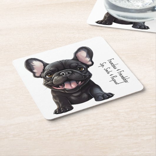 Mit benutzerdefiniertem Text 🐶 Franchie-Welpe Rechteckiger Pappuntersetzer (angewinkelt)