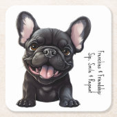 Mit benutzerdefiniertem Text 🐶 Franchie-Welpe Rechteckiger Pappuntersetzer (Vorderseite)