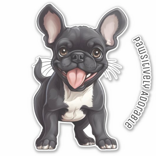 🐶 Mit benutzerdefiniertem Text, französischer Wel Aufkleber (Vorderseite)