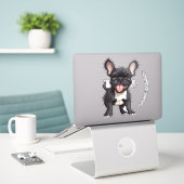 🐶 Mit benutzerdefiniertem Text, französischer Wel Aufkleber (Laptop auf Schreibtisch)