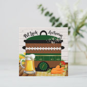 Mit Bier Version Pot Luck / Was auch immer Einladu Einladung (Stehend Vorderseite)