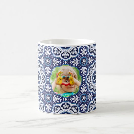 💙 🤍 mit Bild Mittelmeer Azulejos Kaffeetasse (Mittel)