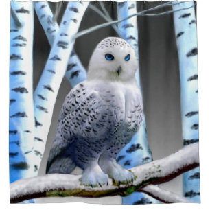 MIT BLAUEN AUGEN SCHNEEEULE DUSCHVORHANG