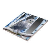 Mit blauen Augen Schneeeule Fliese (Seite)
