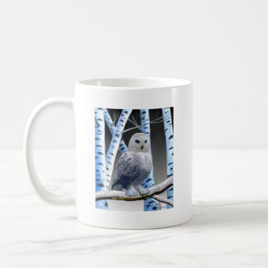 Mit blauen Augen Schneeeule Kaffeetasse (Links)