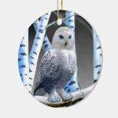 Mit blauen Augen Schneeeule Keramik Ornament (Links)