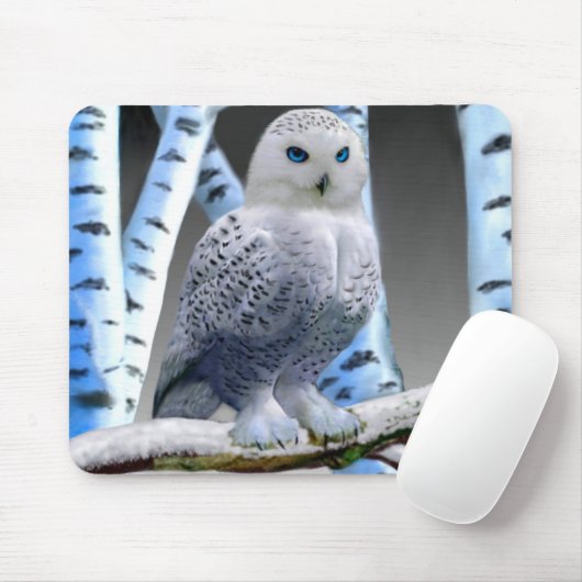MIT BLAUEN AUGEN SCHNEEEULE MOUSEPAD (Mit Mouse)