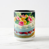 mit Blume und Obst oben und einer Blume backen Zweifarbige Tasse (Mittel)