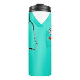 Mit Blume verzierte ärztliche Untersuchungen Thermosbecher