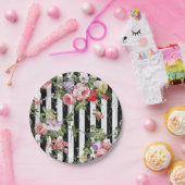 Mit Blumen auf verwittertem schwarzem Streifen Pappteller (Party)