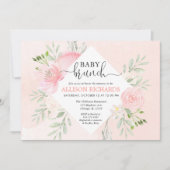 Mit Blumen erröten rosa Einladung (Vorderseite)