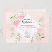 Mit Blumen erröten rosa Einladung (Vorne/Hinten)