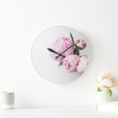 Mit Blumen erröten rosa Pfingstrosen Große Wanduhr (Zuhause)