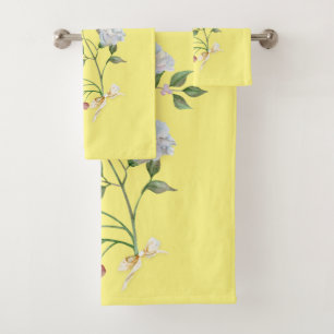 Mit Blumen in Gelbem mildern Sie Badhandtuch Set