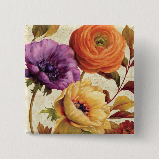 Mit Blumen in voller Blüte Button (Vorderseite)