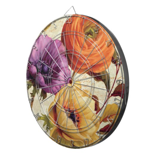 Mit Blumen in voller Blüte Dartscheibe (Vorderseite rechts)