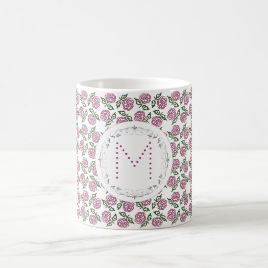 mit Blumen. Monogramm Kaffeetasse (Mittel)