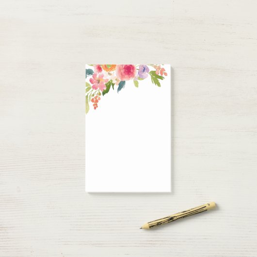 Mit Blumen Post-it Klebezettel (Auf Schreibtisch)