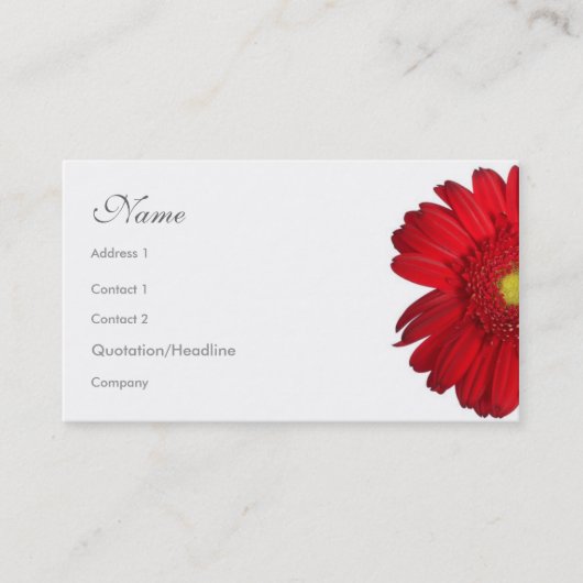 Mit Blumen - rotes Gänseblümchen Visitenkarte (Vorderseite)