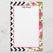 Mit Blumen u. Zickzack gemischt druckt Briefpapier (Vorderseite)