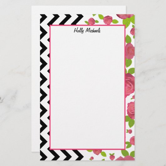 Mit Blumen u. Zickzack gemischt druckt Briefpapier (Vorne/Hinten)