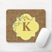 Mit Blumen und Leinwand mit Monogramm Mousepad (Mit Mouse)