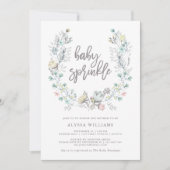 Mit Blumenbaby des Aquarell-besprühen botanisches Einladung (Vorderseite)