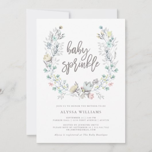 Mit Blumenbaby des Aquarell-besprühen botanisches Einladung (Vorderseite)