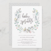 Mit Blumenbaby des Aquarell-besprühen botanisches Einladung (Vorne/Hinten)