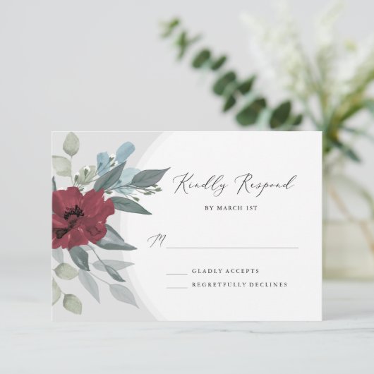 Mit Blumenromance RSVP Karte (Stehend Vorderseite)