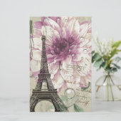 Mit Blumenturm Boho Chic-Vintager Paris Eiffel Briefpapier (Stehend Vorderseite)