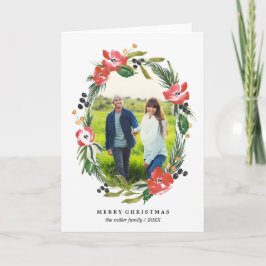 Mit Blumenweihnachten des Chicwatercolor-ovales Feiertagskarte