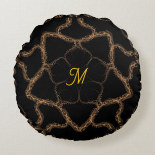 Mit braunem Design monogrammiert rundes Kissen