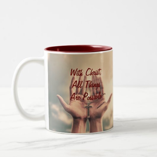 Mit Christus, Kaffee-Tasse Zweifarbige Tasse (Links)