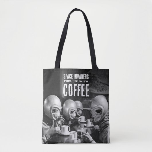 Mit Coffee Space Invaders Vintages Foto tanken Tasche (Vorderseite)